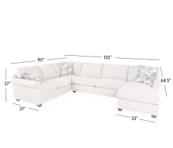Arcadia 3 Piece Sectional - LHF Sofa, Armless Sofa, RHF Chaise