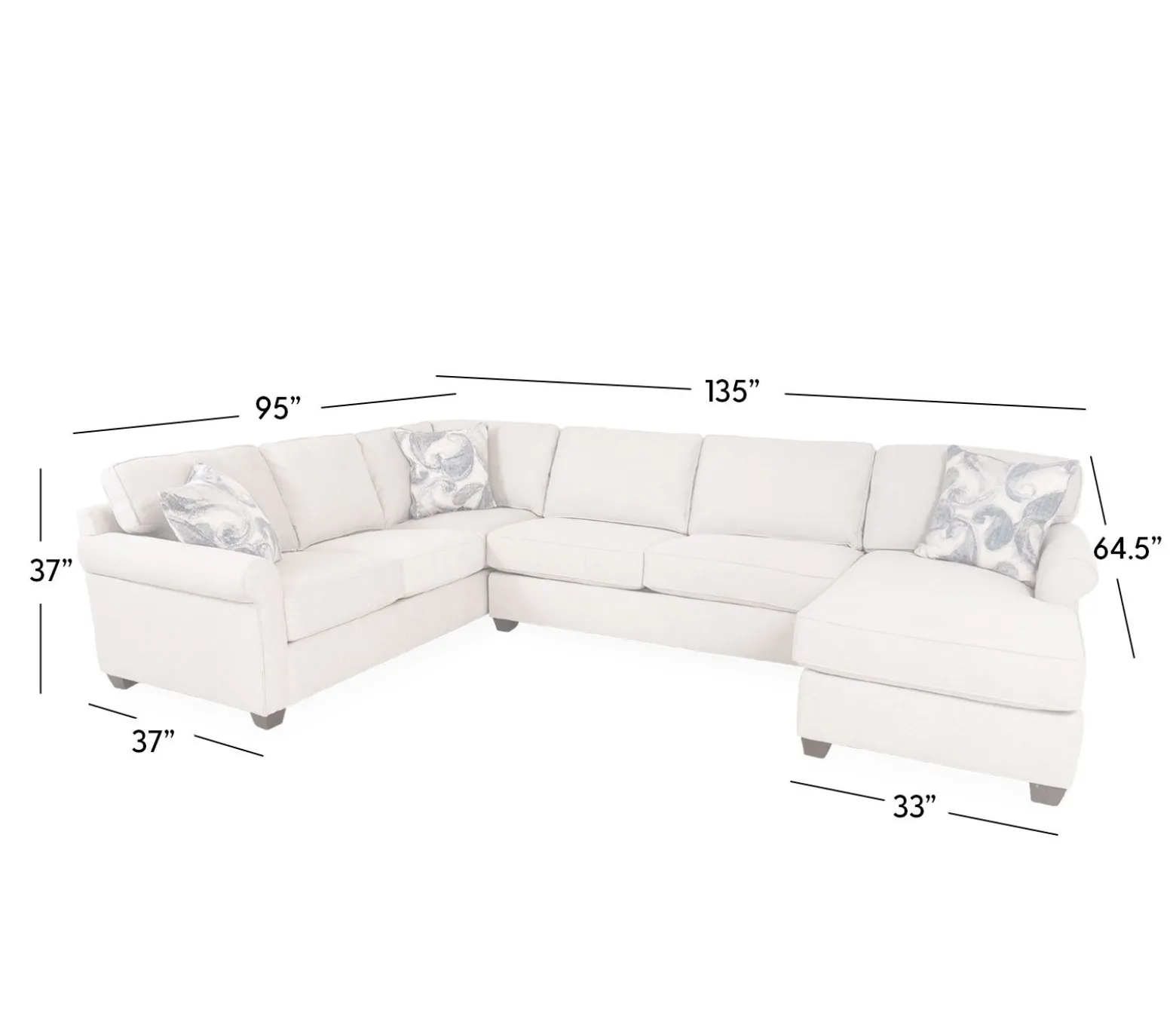 Arcadia 3 Piece Sectional - LHF Sofa, Armless Sofa, RHF Chaise