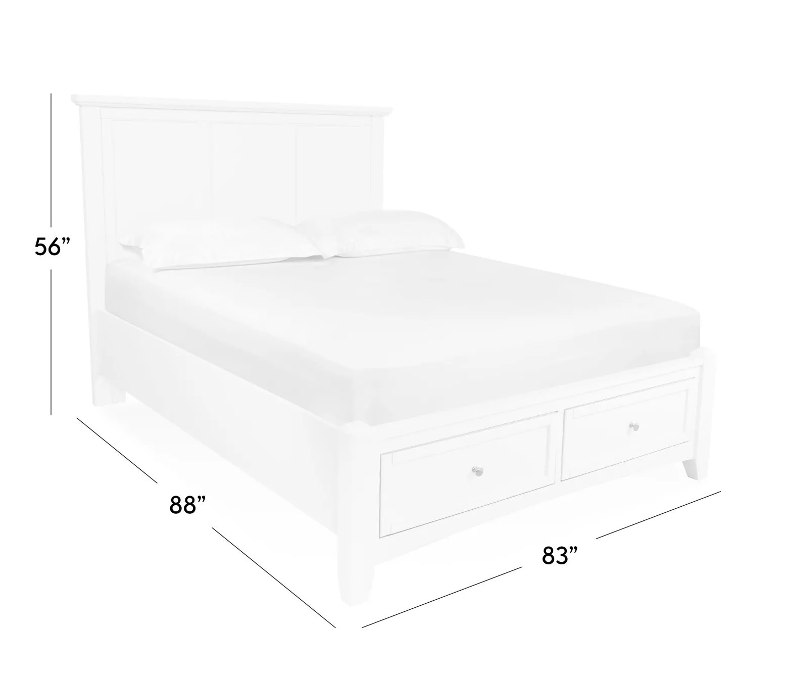 Atlantic King Platform Storage Bed - White