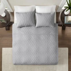 Becky Grey Reversible 2-Piece Coverlet Set - Twin/Twin XL