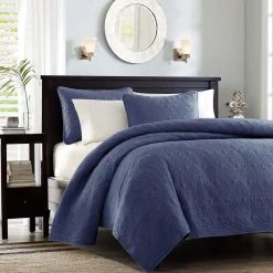 Becky Navy Reversible 3-Piece Coverlet Set - Full/Queen