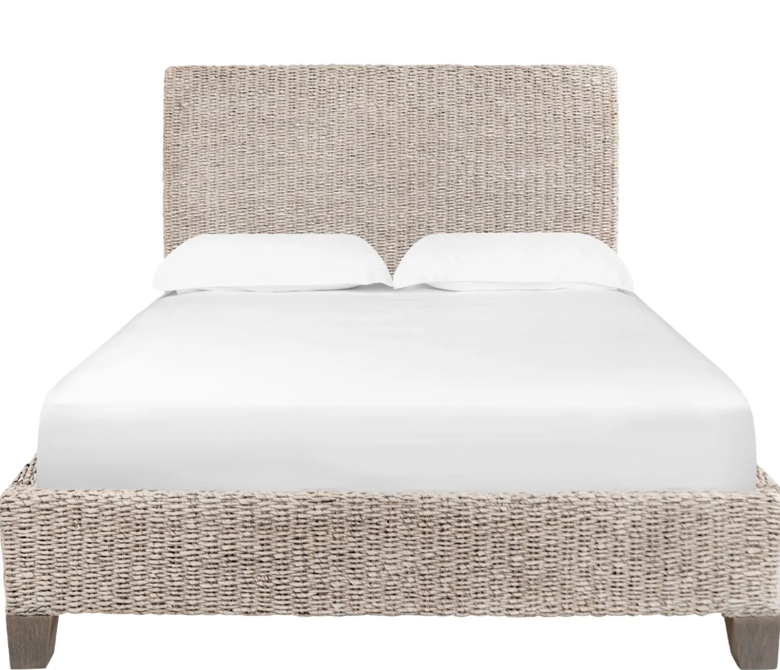Catalina King Woven Platform Bed - White Wash