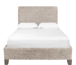 Catalina Queen Woven Platform Bed - White Wash