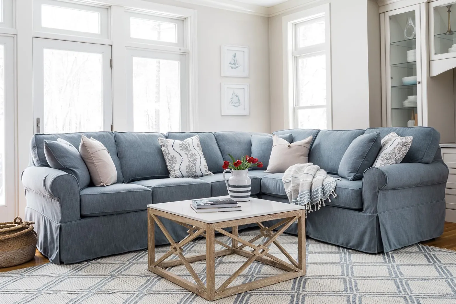 Fairbanks 2-PC Sectional 3 seat end LSE, RSE corner - Blue