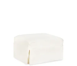 Fairbanks Slipcover Ottoman - White