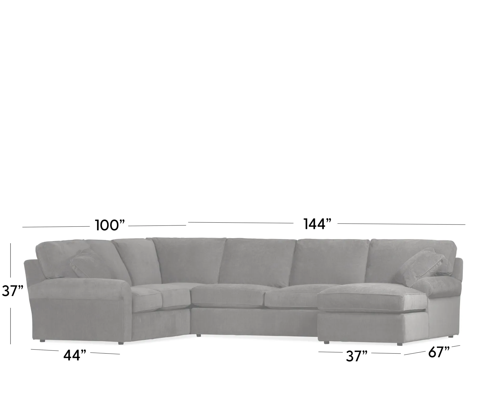 Hampton 3-Piece Sectional - LAF Corner Sofa, Armless Loveseat, RAF Chaise