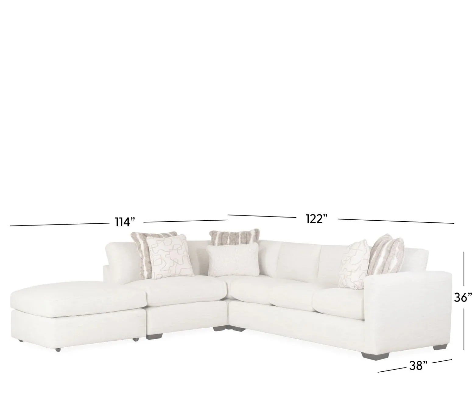 Harmony 4-Piece Sectional - RAF Sofa, Corner, Armless 1/2, Bumper