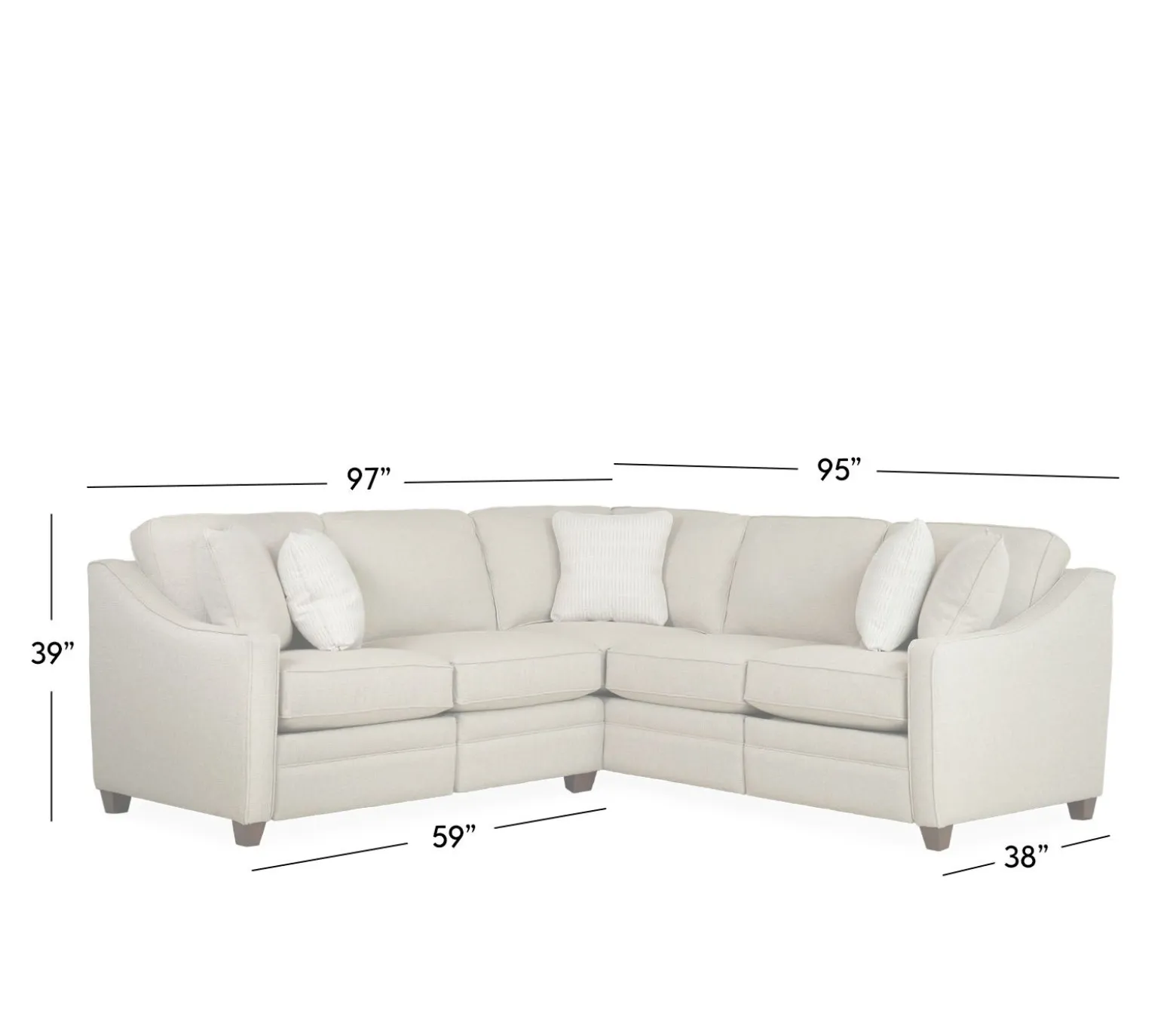 Oxford 2 PC Small Power Sectional RAF Sofa w/corner & LAF Loveseat