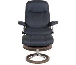 Stressless® Consul Medium Classic Chair & Ottoman - Batick Atlantic Blue