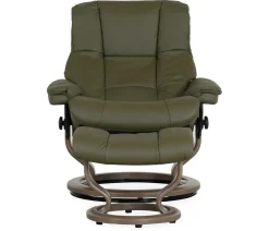 Stressless® Mayfair Large Classic Recliner & Ottoman - Paloma Dark Olive