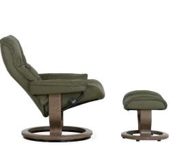 Stressless® Mayfair Large Classic Recliner & Ottoman - Paloma Dark Olive