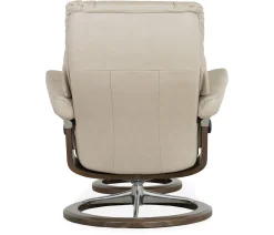 Stressless® Mayfair Medium Signature Recliner & Ottoman - Paloma Fog