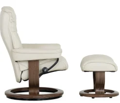 Stressless® Mayfair Small Classic Recliner & Ottoman - Paloma Light Grey