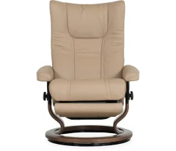 Stressless® Wing Medium Classic Power Recliner & Ottoman - Paloma Sand