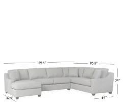 Twilight 3-Piece Sectional RHF Sofa w/ Armless Apt. Sofa, LHF Chaise