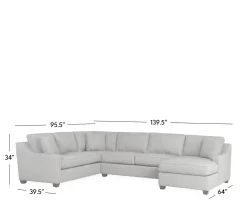 Twilight 3-Piece Sectional LHF Sofa w/ Armless Apt. Sofa, RHF Chaise